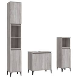 Berkfield Home Modern 3 Piece Bathroom Furniture Set Grey Sonoma Engineered Wood - thumbnail 3