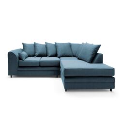 Abakus Direct Darcy Corner Sofa Right Hand Facing in Smart Linen Fabric in Teal - thumbnail 1