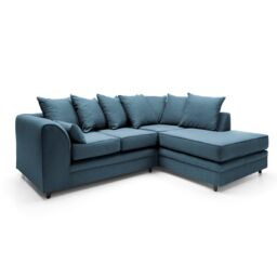 Abakus Direct Darcy Corner Sofa Right Hand Facing in Smart Linen Fabric in Teal - thumbnail 2