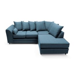 Abakus Direct Darcy Corner Sofa Right Hand Facing in Smart Linen Fabric in Teal - thumbnail 4