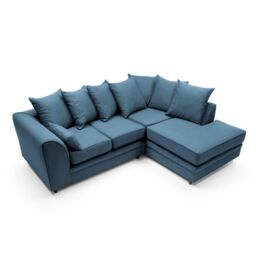 Abakus Direct Darcy Corner Sofa Right Hand Facing in Smart Linen Fabric in Teal - thumbnail 3
