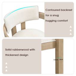 BTM Set of 2/4/6 Solid Wood Dining Chairs Upholstered in textured linen in Natural - Size: 4 Pack - thumbnail 7
