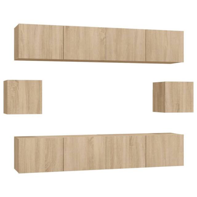 Berkfield Home 6 Piece TV Cabinet Set Sonoma Oak Engineered Wood in Light Tan - image 1