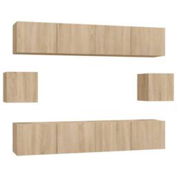 Berkfield Home 6 Piece TV Cabinet Set Sonoma Oak Engineered Wood in Light Tan - thumbnail 1