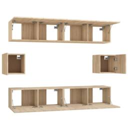Berkfield Home 6 Piece TV Cabinet Set Sonoma Oak Engineered Wood in Light Tan - thumbnail 5