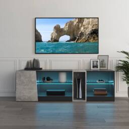 KORVIXA 140cm Modern TV Stand Cabinet in Black - Size: 100 cm - thumbnail 5