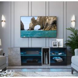 KORVIXA 140cm Modern TV Stand Cabinet in Black - Size: 100 cm - thumbnail 1