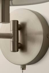 ValueLights Sonia Pair of Swing Arm Wall Lights with Taper Linen Shades & Bulbs in Metallic Silver - thumbnail 6