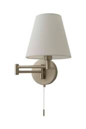 ValueLights Sonia Pair of Swing Arm Wall Lights with Taper Linen Shades & Bulbs in Metallic Silver - thumbnail 7