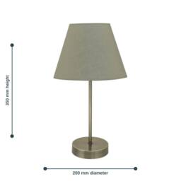 First Choice Lighting Antique Brass Stick Table Lamp with Sage Green Fabric Shade in Bronze - thumbnail 4