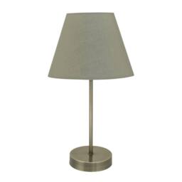 First Choice Lighting Antique Brass Stick Table Lamp with Sage Green Fabric Shade in Bronze - thumbnail 1