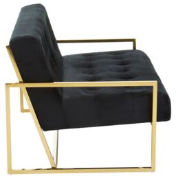 Orsina 2 Seat Velvet Sofa, Button Tufting Sofa, Foam Padded Velvet Upholstery Sofa, Metal Frame Lounge Sofa in Black - thumbnail 3