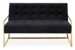Orsina 2 Seat Velvet Sofa, Button Tufting Sofa, Foam Padded Velvet Upholstery Sofa, Metal Frame Lounge Sofa in Black - thumbnail 6