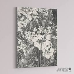 "Artery8 Spring Flowers Black & White Canvas Wall Art Print van Hoytema in Grey - Size: W18"" x H24""" - thumbnail 2