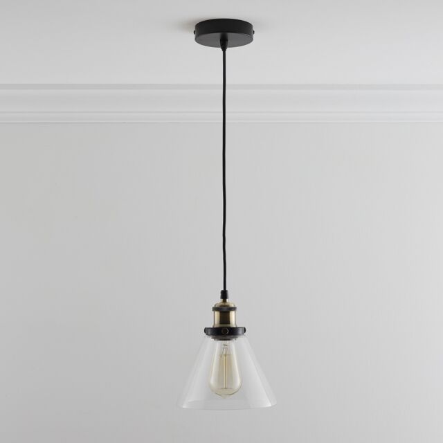 K LIVING Lucy One Light Hanging Clear Glass Ceiling Pendant with Filament Bulb - image 1
