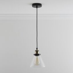 K LIVING Lucy One Light Hanging Clear Glass Ceiling Pendant with Filament Bulb - thumbnail 1