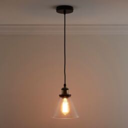 K LIVING Lucy One Light Hanging Clear Glass Ceiling Pendant with Filament Bulb - thumbnail 3