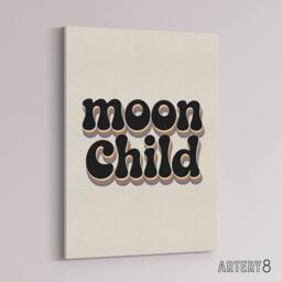 "Artery8 Moon Child Retro Rainbow Font Typography Canvas Wall Art Print in Beige - Size: W18"" x H24""" - thumbnail 2