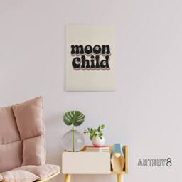 "Artery8 Moon Child Retro Rainbow Font Typography Canvas Wall Art Print in Beige - Size: W18"" x H24""" - thumbnail 3