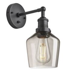 Industville Brooklyn Smoked Glass Schoolhouse Wall Light - 5.5 Inch - Mocha in Dark Grey - Size: Medium