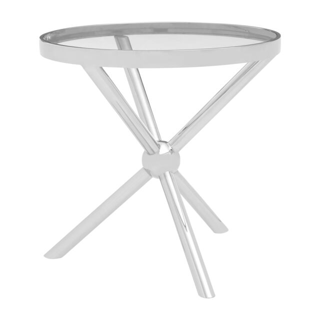 Orsina Elegant Round Silver Side Table, Durable Small Lounge Table For Tea, Stainless Steel Base Bedside Table - image 1
