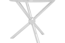 Orsina Elegant Round Silver Side Table, Durable Small Lounge Table For Tea, Stainless Steel Base Bedside Table - thumbnail 4