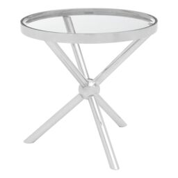 Orsina Elegant Round Silver Side Table, Durable Small Lounge Table For Tea, Stainless Steel Base Bedside Table - thumbnail 2