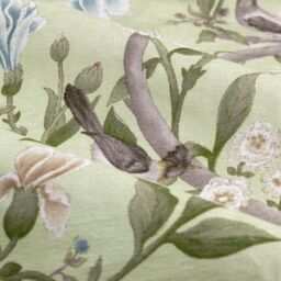 Sanderson Porcelain Garden Printed Chenille Room Darkening Pencil Pleat Curtains in Light Green - Size: 229 cm width x 183 cm drop - thumbnail 5