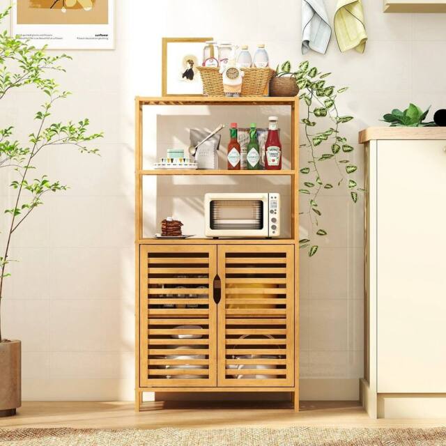 KORVIXA Modern Storage Organizer Bamboo Cabinet in Natural - Size: 100 cm x 100 cm - image 1