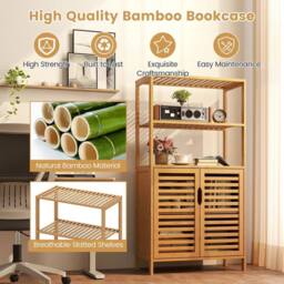KORVIXA Modern Storage Organizer Bamboo Cabinet in Natural - Size: 100 cm x 100 cm - thumbnail 4