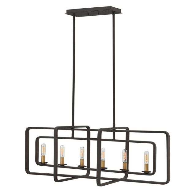 Loops 6 Bulb Chandelier Hanging Pendant LIght Buckeye Bronze LED E14 60W Bulb - image 1