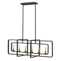Loops 6 Bulb Chandelier Hanging Pendant LIght Buckeye Bronze LED E14 60W Bulb - thumbnail 1