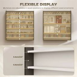 Nordara Black & White 7-Tier Wall Display Cabinet Glass Doors Shelves - Size: 100 cm x 15 cm - thumbnail 5