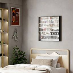 Nordara Black & White 7-Tier Wall Display Cabinet Glass Doors Shelves - Size: 100 cm x 15 cm - thumbnail 1