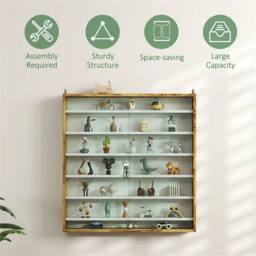 Nordara Black & White 7-Tier Wall Display Cabinet Glass Doors Shelves - Size: 100 cm x 15 cm - thumbnail 6