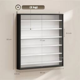 Nordara Black & White 7-Tier Wall Display Cabinet Glass Doors Shelves - Size: 100 cm x 15 cm - thumbnail 2