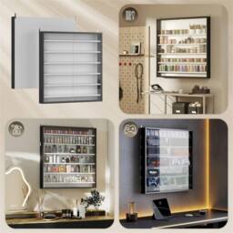 Nordara Black & White 7-Tier Wall Display Cabinet Glass Doors Shelves - Size: 100 cm x 15 cm - thumbnail 4