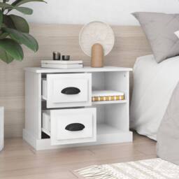 Berkfield Home Elegant Bedside Cabinet High Gloss White 60x35.5x45 cm - thumbnail 1
