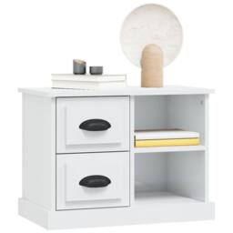 Berkfield Home Elegant Bedside Cabinet High Gloss White 60x35.5x45 cm - thumbnail 4