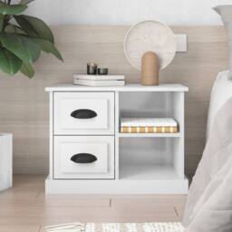 Berkfield Home Elegant Bedside Cabinet High Gloss White 60x35.5x45 cm - thumbnail 2