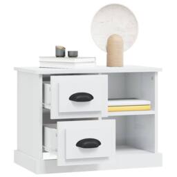 Berkfield Home Elegant Bedside Cabinet High Gloss White 60x35.5x45 cm - thumbnail 5