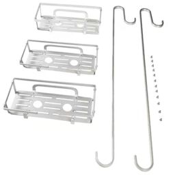 House of Home Shower Caddy Over Door 3 Tier Large Aluminium Bathroom Storage Rack Organiser in White - thumbnail 6