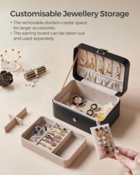 SONGMICS Compact Travel Jewellery Box with Two Layer Storage in Black - thumbnail 4