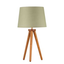 First Choice Lighting Set of 2 Dark Oak Table Lamp or Bedside Lights with Sage Green Shades in Brown - thumbnail 2