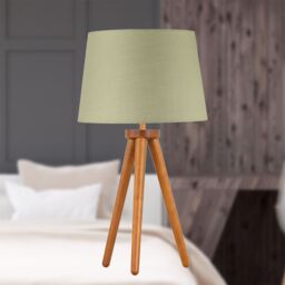 First Choice Lighting Set of 2 Dark Oak Table Lamp or Bedside Lights with Sage Green Shades in Brown - thumbnail 5