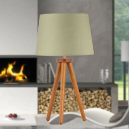 First Choice Lighting Set of 2 Dark Oak Table Lamp or Bedside Lights with Sage Green Shades in Brown - thumbnail 4