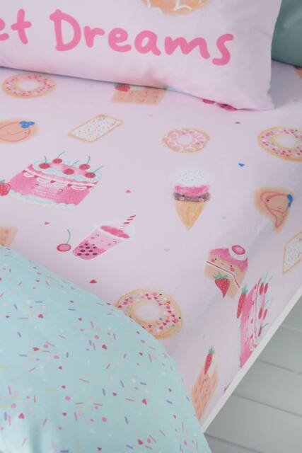Catherine Lansfield 'Sweet Treats' Fitted Sheet in Pink - Size: Double Fitted - image 1