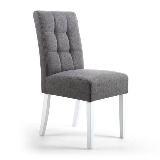 Shankar Moseley Waffle Linen Effect Steel Grey in White Legs - image 1