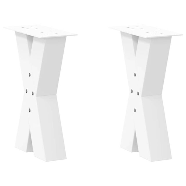 Berkfield Home Coffee Table Legs X-Shaped 2 pcs White 28x(42-43) cm Steel - image 1