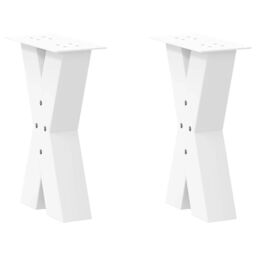 Berkfield Home Coffee Table Legs X-Shaped 2 pcs White 28x(42-43) cm Steel - thumbnail 1